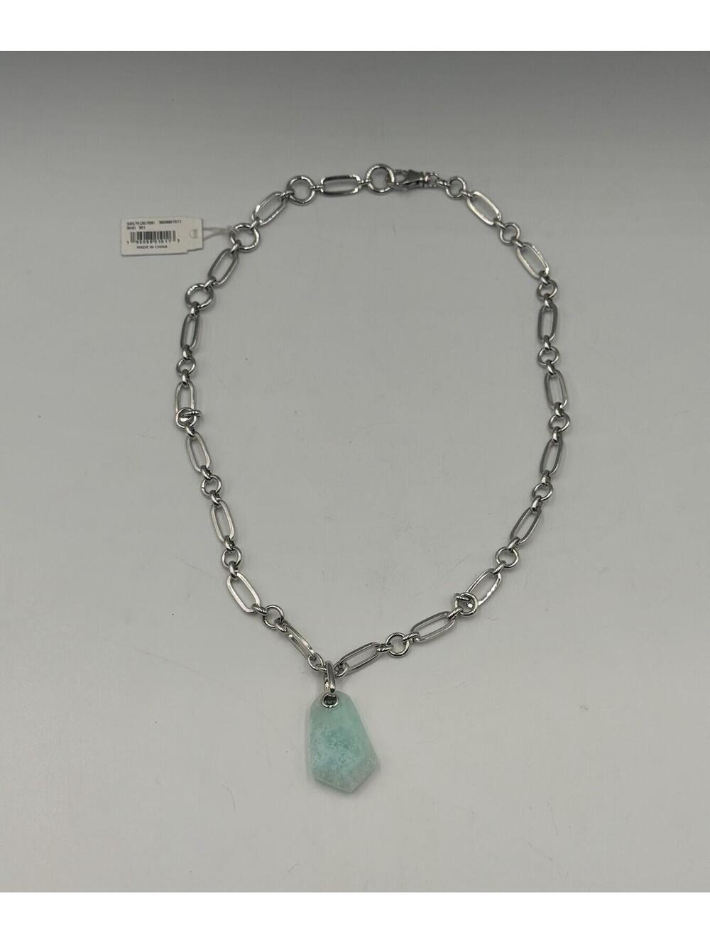 Kendra Scott Ashlyn Long Pendant Necklace Rhodium/Teal Chinese Laramar